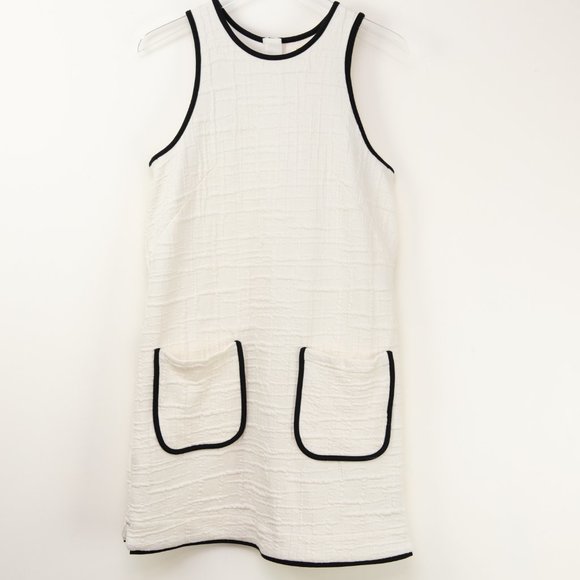 Anthropologie Maeve Patch Pocket Dress Mini Shift Sleeveless White Size Small - Picture 2 of 7